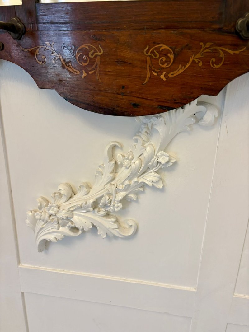 Antique Edwardian Quality Inlaid Rosewood Wall/Hall Mirror - Image 7